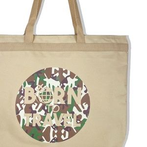 Tote Bag With Born To Travel Graphic